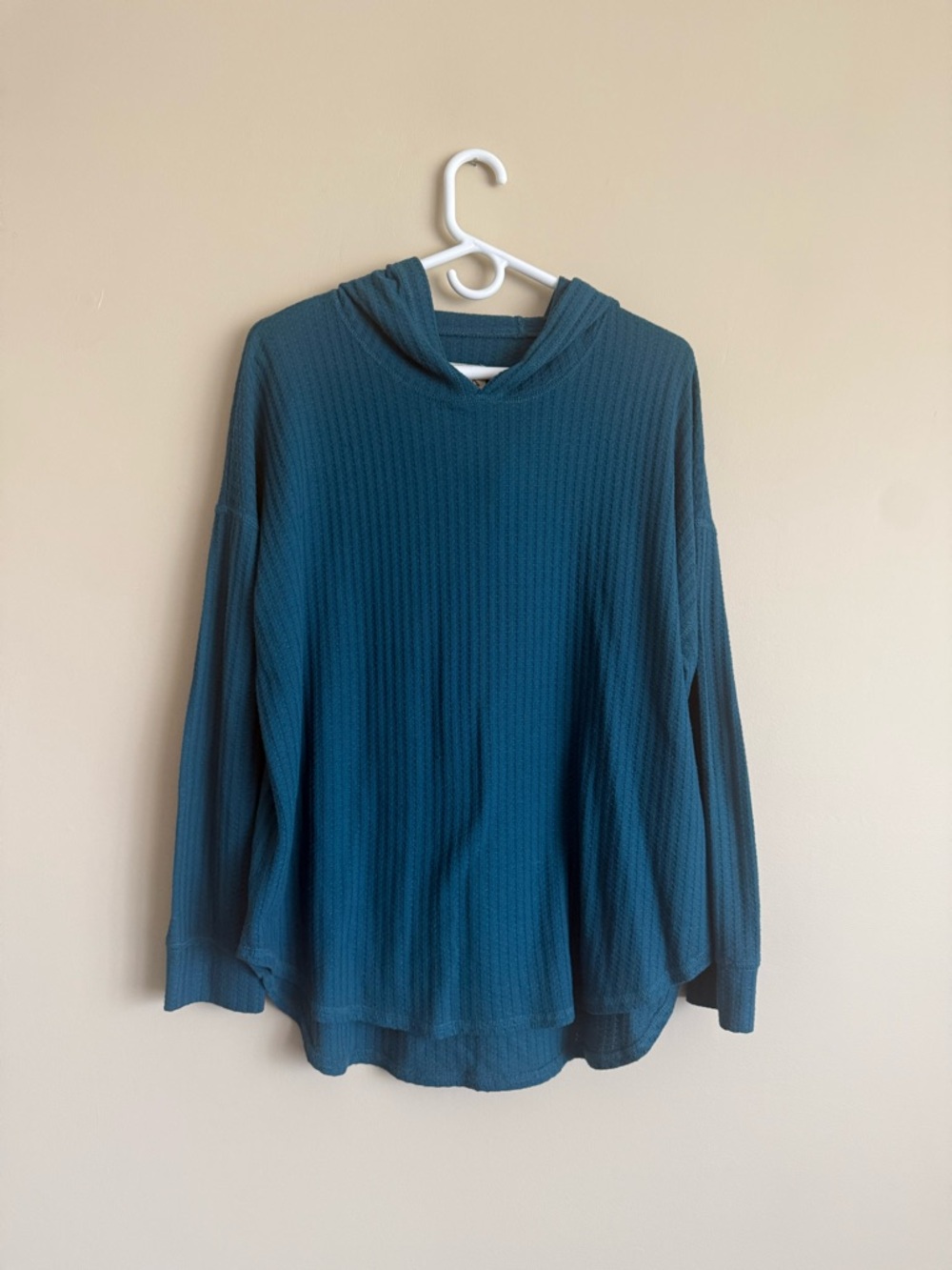Chaser Teal Hooded Waffle Knit Sweater